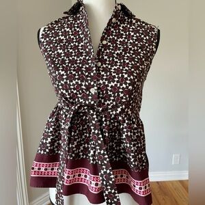Kate Spade NWT Floral Tile Peplum Top in Rambling Rose size extra small